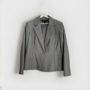 Kasper Women’s Blazer Jacket Gray Size 16 Tailored Fit One Button Careerwear